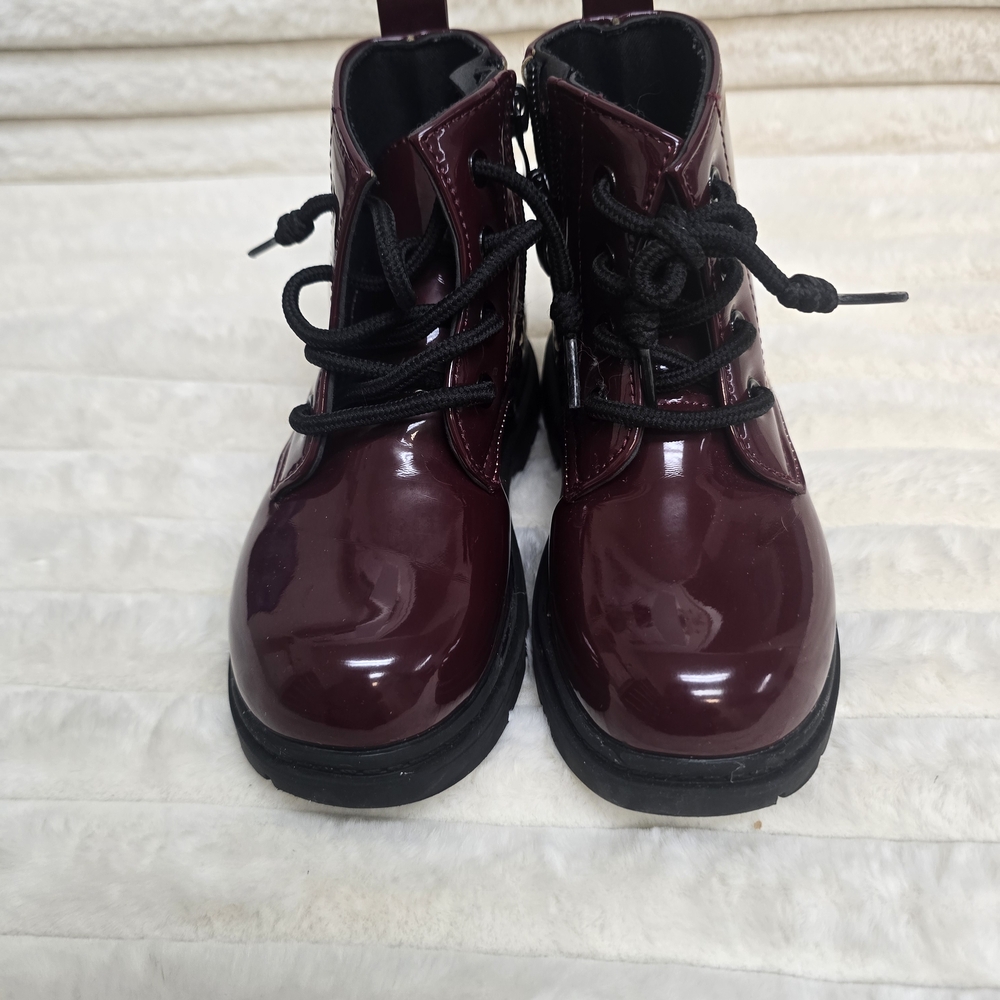 Kids Burgundy Lace-Up Boots